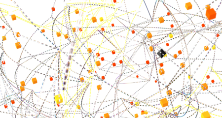 Neural network 3D illustration. Big data and cybersecurity