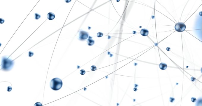 Neural network 3D illustration. Big data and cybersecurity