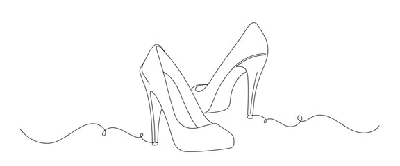 line art style women shoes. wedding, valentine, christmas, celebration elements.