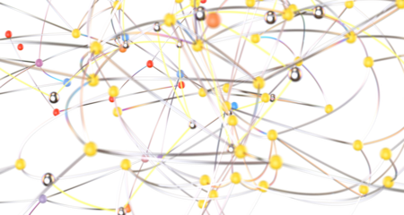 Abstract connected dots and lines. Concept of AI technology, Motion of digital data flow.