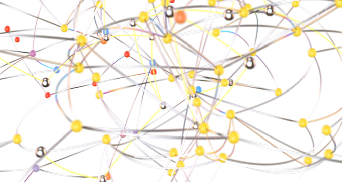 Abstract connected dots and lines. Concept of AI technology, Motion of digital data flow.