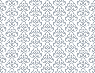 Flower geometric pattern. Seamless vector background. Gray and white ornament.
