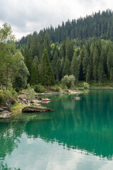 Lake Calma, Switzerland, on a cloudy day during summer