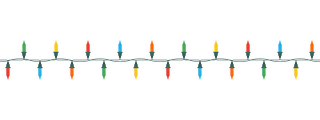 Christmas color lights isolated on white background