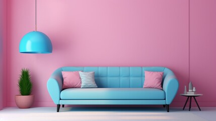 purple sofa with pillows generated by AI