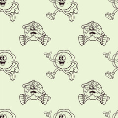 walking sun and sad earth seamless pattern