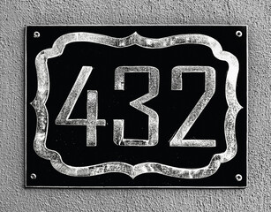 framed metallic house address number plate 4 3 2