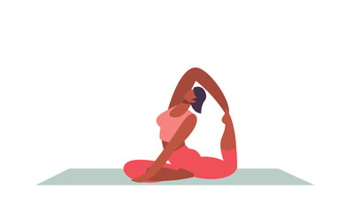 Yoga posture. Girl practising yoga. healthy Lifestyle. Colorful flat vector illustration isolated on a white background.