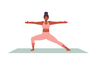 Fototapeta na wymiar Yoga posture. Girl practising yoga. healthy Lifestyle. Colorful flat vector illustration isolated on a white background.