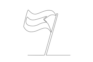 A beautiful Palestinian flag fluttering. Palestine one-line drawing