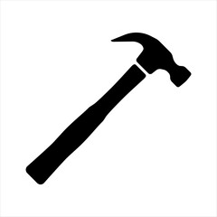 Simple Hammer vector silhouette icon, isolated on white isolated background. Flat design. Black silhouette. Construction tools. Shoemaker's hammer
