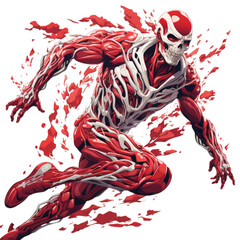 Obraz na płótnie Canvas skeleton with muscles running . Clipart PNG image . Transparent background . Cartoon vector style . Generative AI 
