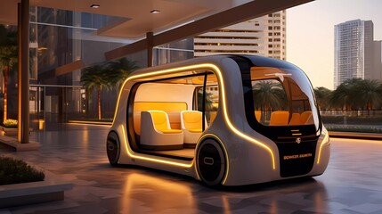 Fototapeta premium Autonomous robot taxi