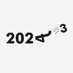 vector change year 2023 to 2024, number 4 kicks number 3 good for mockup, print, design, wallpaper, sosial media, background
