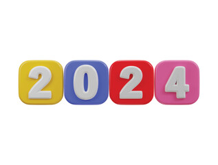 2024 new year text effect 3d rendering