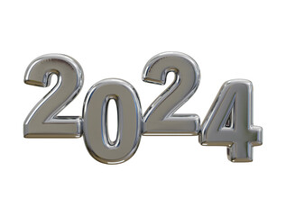 2024 new year silver text effect 3d rendering