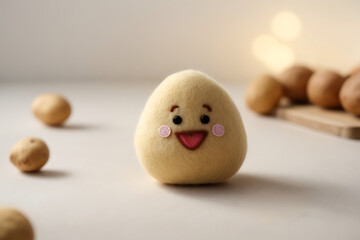 Felt Potato Mascot with cute face and rosy cheeks