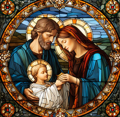  traditional Catholic art representation of the Holy Family.AI generativ. © Dar1930
