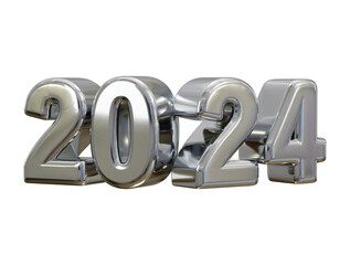 2024 new year silver text effect 3d rendering