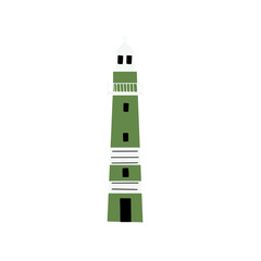 Lighthouse. Coastline architecture building. Beacons with window. Vector illustration