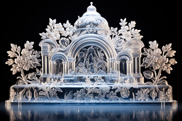 Winter festivals ornamental ice sculpture masterpiece isolated on a white background 