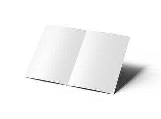 Blank A4 Half Sheet Fold brochure render to present your design. On transparent background 