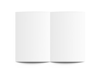 Blank A4 Half Sheet Fold brochure render to present your design. On transparent background 
