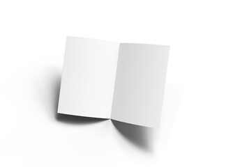 Blank A4 Half Sheet Fold brochure render to present your design. On transparent background 