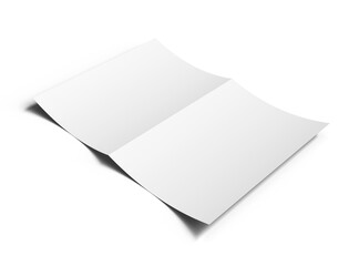 Blank A4 Half Sheet Fold brochure render to present your design. On transparent background 