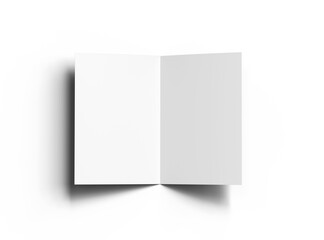 Blank A4 Half Sheet Fold brochure render to present your design. On transparent background 
