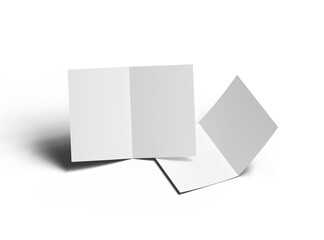 Blank A4 Half Sheet Fold brochure render to present your design. On transparent background 