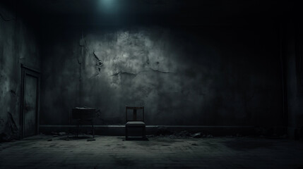 An image of a dark and creepy concrete room.