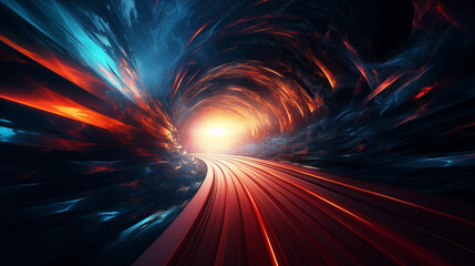 Hyperspace journey with streaks of brilliant light and cosmic colors. - obrazy, fototapety, plakaty