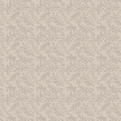 Dry Brush Leaves and Branches Beige Seamless Pattern
