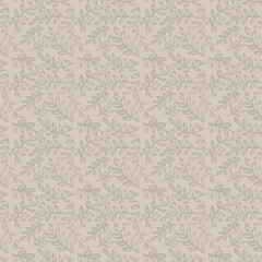 Dry Brush Leaves and Branches Beige Seamless Pattern