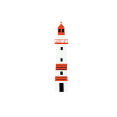 Lighthouse. Coastline architecture building. Beacons with window. Vector illustration