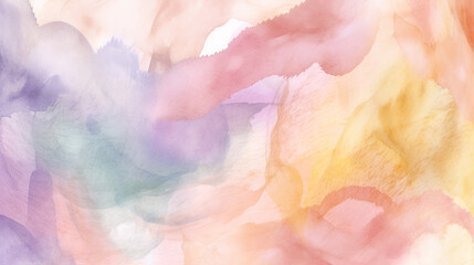 Pastel Dreams watercolor texture background, dreamy abstract watercolor background with a fluid blend of pastel pink, purple, blue, and yellow colors