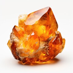 Citrine crystal stone isolated on white background