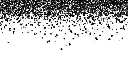 falling black confetti isolated on transparent background cutout