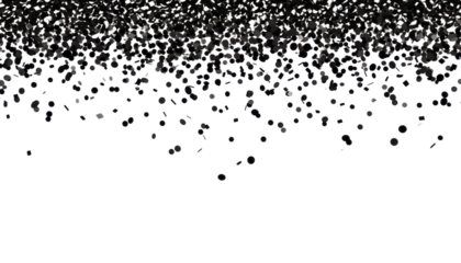 falling black confetti isolated on transparent background cutout