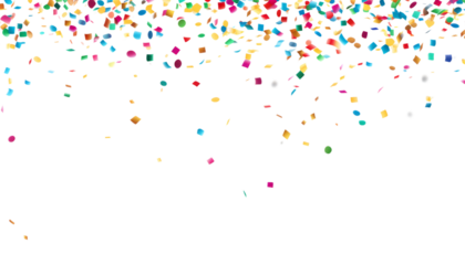 falling colorful confetti isolated on transparent background cutout