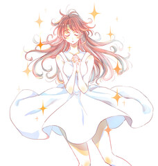 手を胸の前で組む神秘的な女性