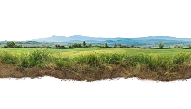 green rice field isolated on transparent background cutout - Powered by Adobe