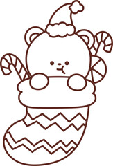 Christmas lines, coloring book elements, cute, super cute cartoons