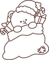 Christmas lines, coloring book elements, cute, super cute cartoons