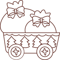 Christmas lines, coloring book elements, cute, super cute cartoons