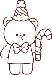 Christmas lines, coloring book elements, cute, super cute cartoons