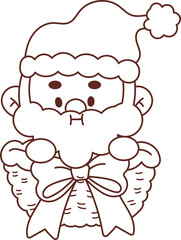 Christmas lines, coloring book elements, cute, super cute cartoons