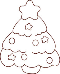 Christmas lines, coloring book elements, cute, super cute cartoons