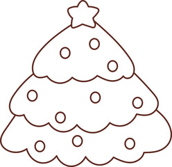 Christmas lines, coloring book elements, cute, super cute cartoons